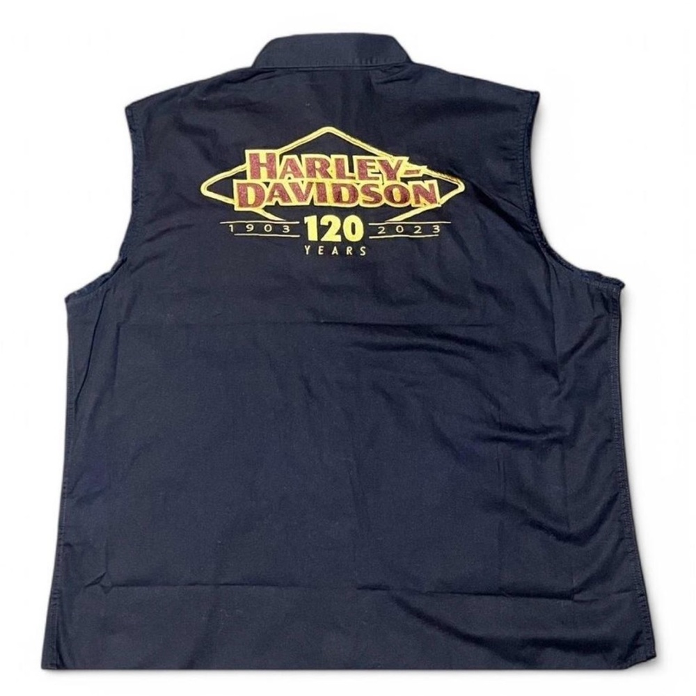 Harley-Davidson Men's 2XL Sleeveless Shirt Button Up Vest 120th Year Anniversary